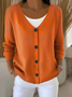 Damen Unifarben Langarm Bequem Lässig Strickjacke