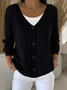 Damen Unifarben Langarm Bequem Lässig Strickjacke