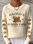Damen Halloween (Kürbis) Langarm Bequem Retro Pullover