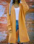 Damen Baumwolle Unifarben Langarm Bequem Lässig Strickjacke