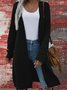 Damen Baumwolle Unifarben Langarm Bequem Lässig Strickjacke