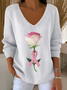 Damen Baumwolle Geometrisch Langarm Bequem Lässig Pullover