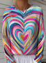 Damen Gestreift Langarm Bequem Retro Pullover