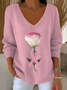 Damen Baumwolle Geometrisch Langarm Bequem Lässig Pullover