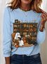 Retro Halloween Rundhals Langarm T-Shirt