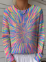 Damen Gestreift Langarm Bequem Retro Pullover