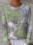 Damen Paisley Langarm Bequem Retro Pullover