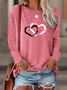 Lässig Herz/Herz Rundhals Langarm T-Shirt