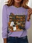 Retro Halloween Rundhals Langarm T-Shirt