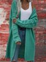 Damen Baumwolle Unifarben Langarm Bequem Lässig Strickjacke