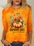Retro Pflanzen Rundhals Langarm T-Shirt