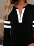 Lässig Rundhals Gestreift Sweatshirt Print