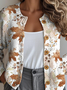 Damen Gestrickt Ahornblatt Langarm Bequem Retro Strickjacke