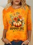 Retro Pflanzen Rundhals Langarm T-Shirt