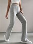 Damen Unifarben Lang Elastische Taille Hose Lässig Frühling/Herbst Hose