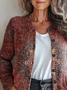 Damen Ethnisch Langarm Bequem Retro Print Strickjacke