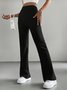 Damen Unifarben Lang Elastische Taille Hose Lässig Frühling/Herbst Hose