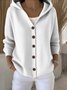 Damen Baumwolle Unifarben Langarm Bequem Lässig Strickjacke