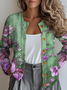 Damen Gestrickt Geometrisch Langarm Bequem Retro Strickjacke