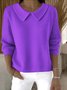 Damen Baumwolle Unifarben Langarm Bequem Lässig Pullover