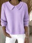 Damen Baumwolle Unifarben Langarm Bequem Lässig Pullover