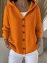 Damen Baumwolle Unifarben Langarm Bequem Lässig Strickjacke