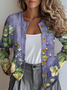 Damen Gestrickt Geometrisch Langarm Bequem Retro Strickjacke