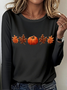 Retro Halloween Rundhals Langarm T-Shirt