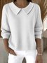 Damen Baumwolle Unifarben Langarm Bequem Lässig Pullover