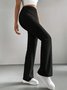 Damen Unifarben Lang Elastische Taille Hose Lässig Frühling/Herbst Hose