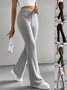 Damen Unifarben Lang Elastische Taille Hose Lässig Frühling/Herbst Hose