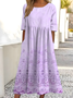 Damen Verlaufsmuster Rundhals Halbarm Bequem Retro Maxikleid