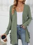 Damen Frühling/Herbst Oberbekleidung Retro Gerafft Unifarben Langarm Jacke