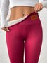 Damen Unifarben Lässig Winter Lang Leggings