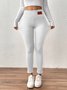 Damen Unifarben Lässig Winter Lang Leggings