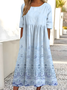 Damen Verlaufsmuster Rundhals Halbarm Bequem Retro Maxikleid