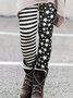 Damen Gestreift Retro Alle Jahreszeiten Lang Leggings