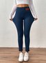 Damen Unifarben Lässig Winter Lang Leggings