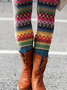 Damen Gestreift Retro Alle Jahreszeiten Lang Leggings