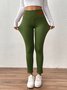 Damen Unifarben Lässig Winter Lang Leggings