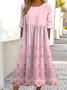 Damen Verlaufsmuster Rundhals Halbarm Bequem Retro Maxikleid