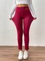 Damen Unifarben Lässig Winter Lang Leggings