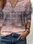 Lässig Rundhals Ethnisch Sweatshirt Print