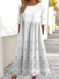 Damen Verlaufsmuster Rundhals Halbarm Bequem Retro Maxikleid