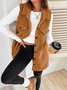 Damen Herbst und Winter Revers Geknöpft Plüsch Tanktop Jacke Weit Temperament Pendeln Nachahmung Lammfell