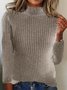 Damen Baumwolle Unifarben Langarm Bequem Lässig Pullover