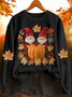 Lässig Rundhals Ahornblatt Sweatshirt Print