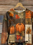 Lässig Rundhals Ahornblatt Sweatshirt Print