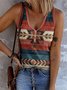 Lässig V-Ausschnitt Geometrisch Tanktop Oberteile