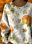 Damen Gestrickt Geblümt Langarm Bequem Lässig Print Pullover